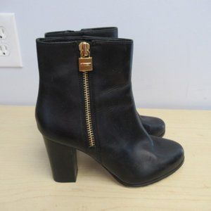 Michael Kors black leather side zip booties 6.5M